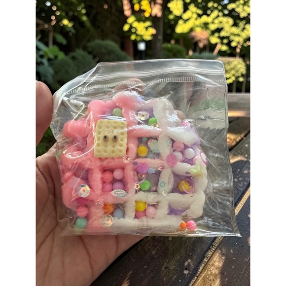 Unbranded Other - Taba Squishy Pink White Waffle Toy Fidget Stress Relief with Charms